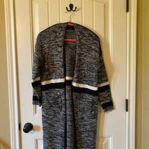 Black and White Knit Cardigan Duster